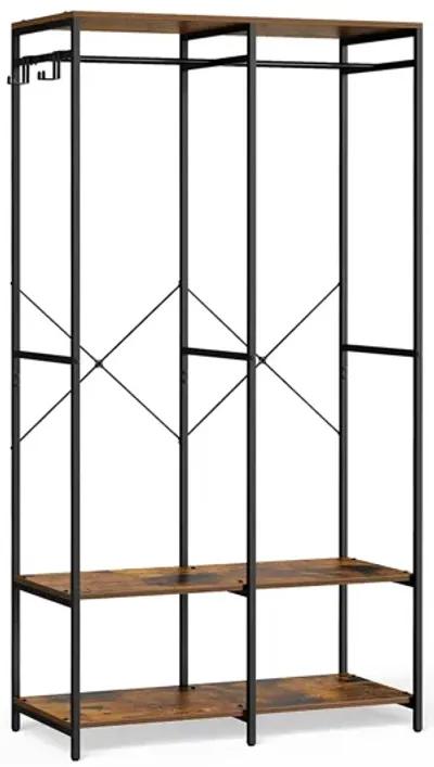 2-Column Clothes Rack with Hanging Rods for Organized Garment Storage