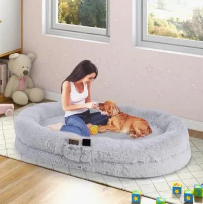 Hivvago Washable Fluffy Human Dog Bed with Soft Blanket and Plump Pillow