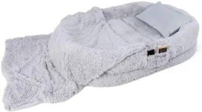 Hivvago Washable Fluffy Human Dog Bed with Soft Blanket and Plump Pillow