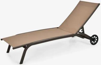 6-Poisition Adjustable Outdoor Chaise Recliner with Wheels