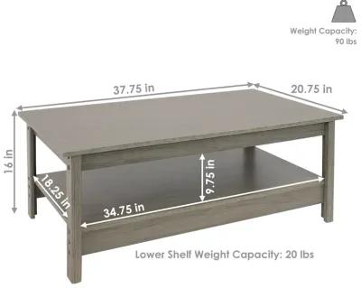 Sunnydaze Classic MDF Coffee Table with Lower Shelf - Thunder Gray - 16 in