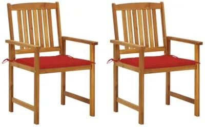 vidaXL Director's Chairs with Cushions 2 pcs Solid Acacia Wood