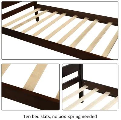 Merax Wood Platform Bed with Headboard and Wooden Slat Support