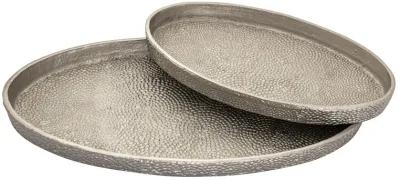 Oval Pebble Silver Tray Set