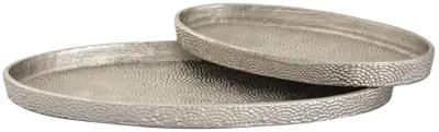 Oval Pebble Silver Tray Set