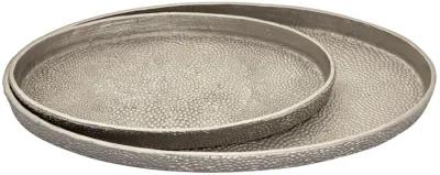 Oval Pebble Silver Tray Set