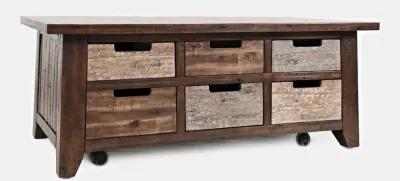 Jofran Painted Canyon Rustic Solid Acacia Box Coffee Table