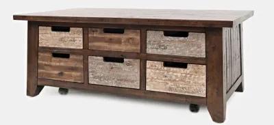 Jofran Painted Canyon Rustic Solid Acacia Box Coffee Table