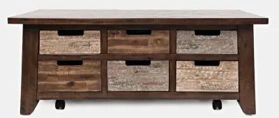 Jofran Painted Canyon Rustic Solid Acacia Box Coffee Table