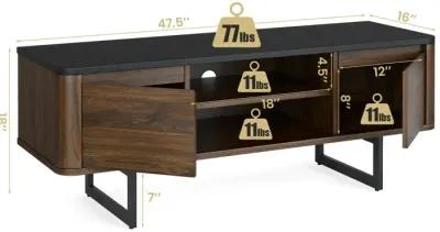 Wooden TV Stand with 2-Door Storage Cabinets for for TVs up to 55 Inch