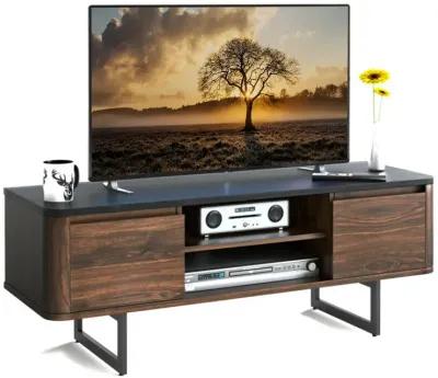 Wooden TV Stand with 2-Door Storage Cabinets for for TVs up to 55 Inch