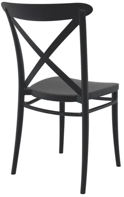 34.25" Black Patio Cross Armless Dining Chair