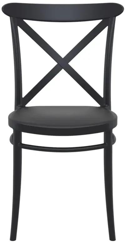 34.25" Black Patio Cross Armless Dining Chair