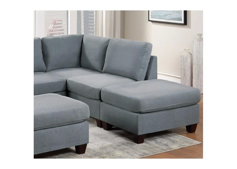 Modular L-Sectional 6pc Set Living Room Sofa Couch Sectional Furniture Linen Like Fabric