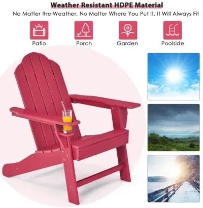 Hivvago Outdoor Adirondack Chair with Built-in Cup Holder for Backyard Porch