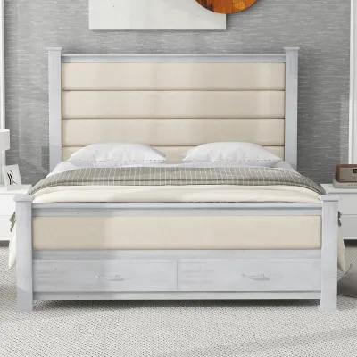 Merax Platform Bed with Upholstered Headboard