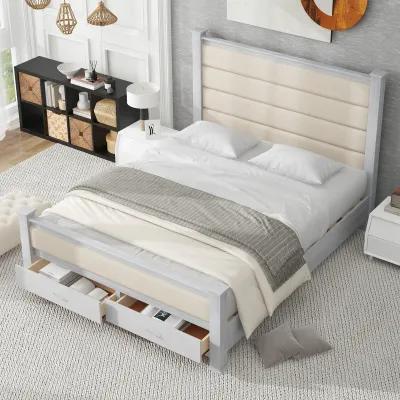 Merax Platform Bed with Upholstered Headboard