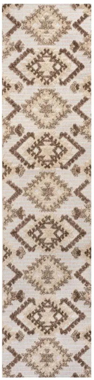 Sumak High-Low Pile Neutral Diamond Kilim Area Rug