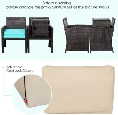 3 Pieces Patio Wicker Furniture Set with Storage Table and Protective Cover