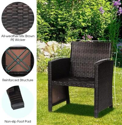 3 Pieces Patio Wicker Furniture Set with Storage Table and Protective Cover