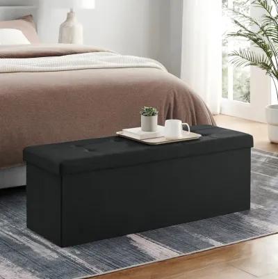 43-Inch Folding Storage Ottoman Bench with Wooden Divider - Storage Chest and Foot Rest Stool