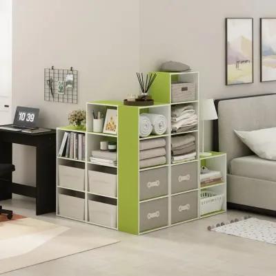 Furinno Luder 4-Tier Open Shelf Bookcase, Green/White