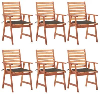 vidaXL Outdoor Dining Chairs 6 pcs with Cushions Solid Acacia Wood