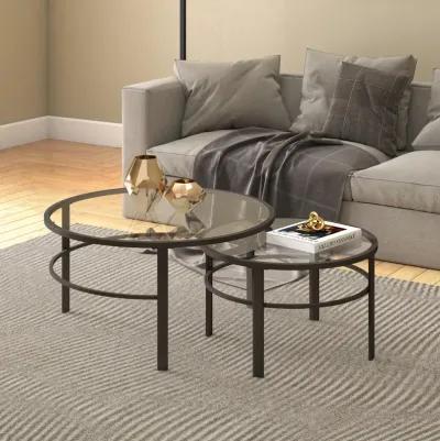 Hudson&Canal Gaia Round Nested Coffee Table in Blackened Bronze