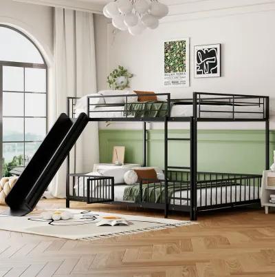 Merax Metal Bunk Bed with Slide and Guardrails