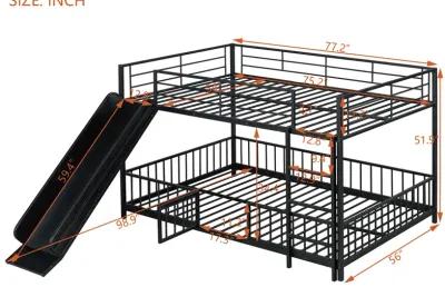 Merax Metal Bunk Bed with Slide and Guardrails