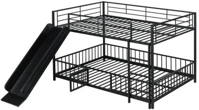 Merax Metal Bunk Bed with Slide and Guardrails