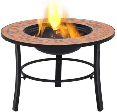 vidaXL Mosaic Fire Pit Terracotta 26.8" Ceramic