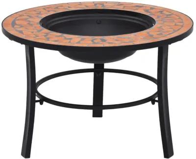 vidaXL Mosaic Fire Pit Terracotta 26.8" Ceramic