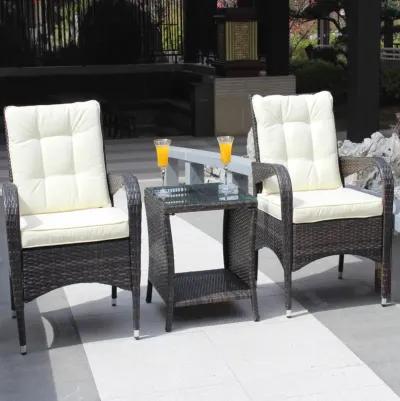 Outdoor Patio Furniture Sets 3 Piece Conversation Set Wicker Rattan Sectional Sofa With Seat