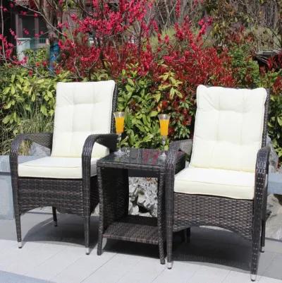 Outdoor Patio Furniture Sets 3 Piece Conversation Set Wicker Rattan Sectional Sofa With Seat