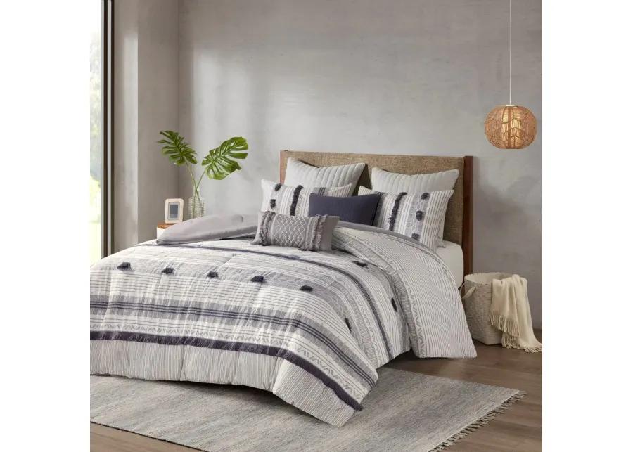 Gracie Mills Belinda Serene Stripe 3-Piece Cotton Comforter Set