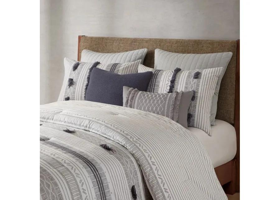 Gracie Mills Belinda Serene Stripe 3-Piece Cotton Comforter Set