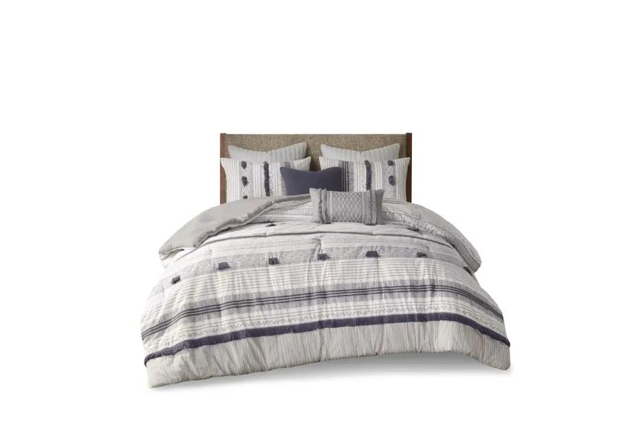 Gracie Mills Belinda Serene Stripe 3-Piece Cotton Comforter Set