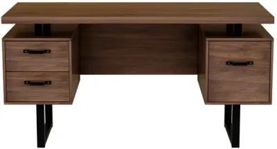 Home Office Computer Desk With Drawers/Hanging Letter-Size Files, 59 Inch Writing Study Table