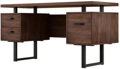 Home Office Computer Desk With Drawers/Hanging Letter-Size Files, 59 Inch Writing Study Table