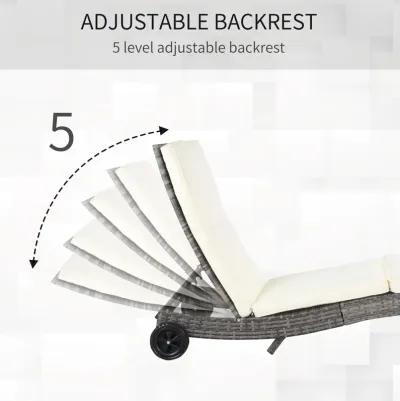 Off-white Sun Lounger: Wicker Chaise with Adjustable Backrest