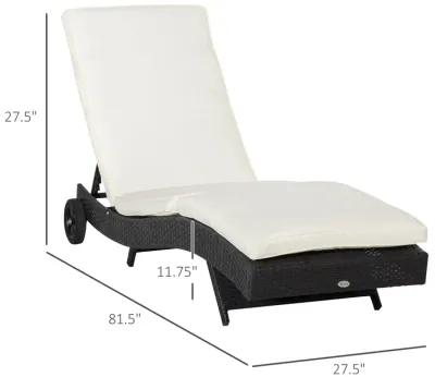 Off-white Sun Lounger: Wicker Chaise with Adjustable Backrest