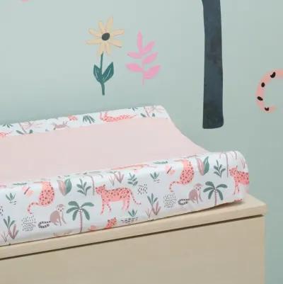 Lambs & Ivy Enchanted Safari Animals Pink/White Jungle Changing Pad Cover