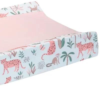 Lambs & Ivy Enchanted Safari Animals Pink/White Jungle Changing Pad Cover