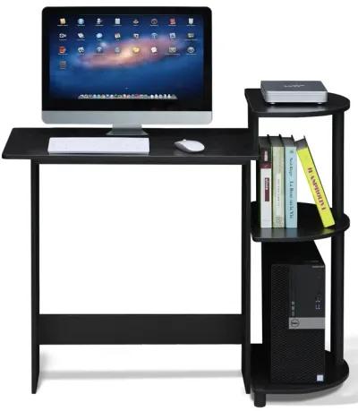 Furinno Furinno Compact Computer Desk with Shelves, Americano/Black, 11181AM/BK