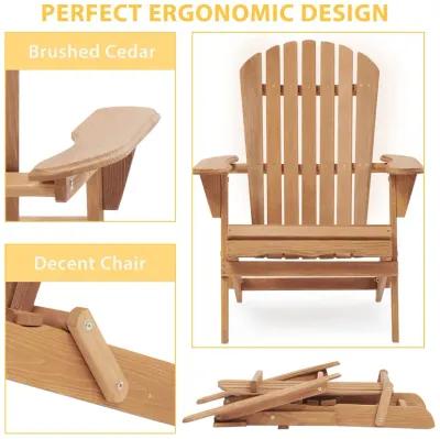 Wooden Outdoor Folding Adirondack Chair Set Of 2 Wood Lounge Patio Chair For Garden, Garden