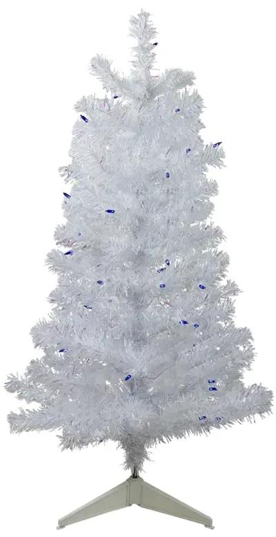 3' Pre-Lit White Medium Pine Artificial Christmas Tree - Blue Lights