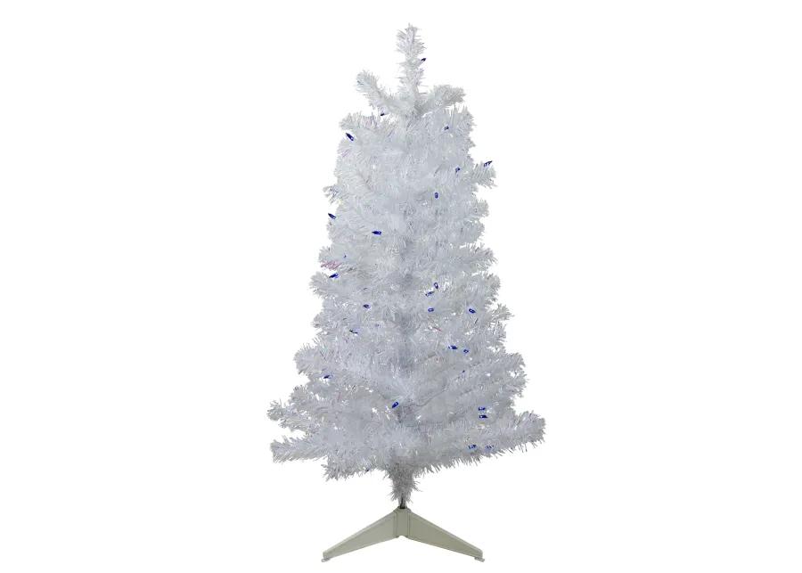 3' Pre-Lit White Medium Pine Artificial Christmas Tree - Blue Lights