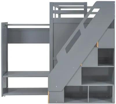 Merax Modern Loft Bed with Storage Stairs