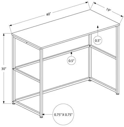 Monarch Specialties I 7777 Computer Desk, Home Office, Laptop, Left, Right Set-up, Storage Drawers, 40"L, Work, Metal, Laminate, Brown, Black, Contemporary, Modern